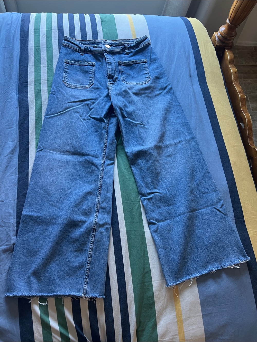 Zara Wide-Leg Denim Jeans in Medium Blue